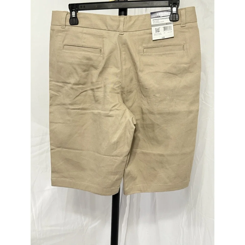 NWT  IZOD Approved‎ School Wear Girls Shorts SZ 16.5 Plus Khaki adjustable Waist